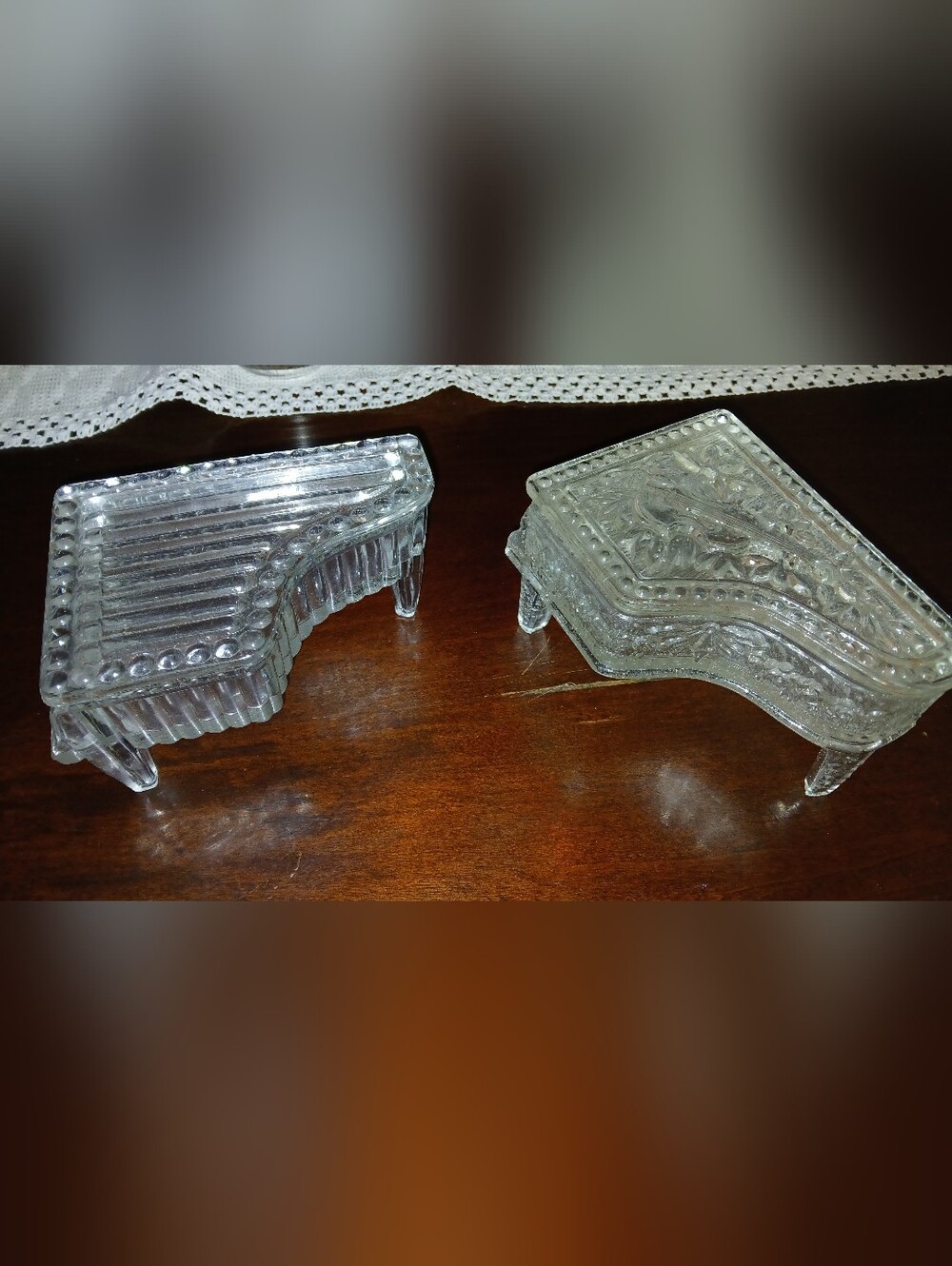 Vintage Crystal Glass Piano Jewelry & Trinket Boxes [YOU CHOOSE 1]